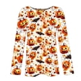 thumbnail image 5 of Women's Fall Thanksgiving Tops Long Sleeve Crew Neck Shirts Halloween Pullover Blouse Casual Loose Fit Autumn Leaf Pumpkin Bat Graphic Festive T-Shirt, 5 of 6