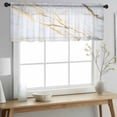thumbnail image 2 of Marble White Gold Valance Curtains for Kitchen/Living Room/Bathroom/Bedroom Window, Rod Pocket Small Topper Half Short Window Curtains Voile Sheer Scarf, Modern Marbles Geometric 60"x18", 2 of 8