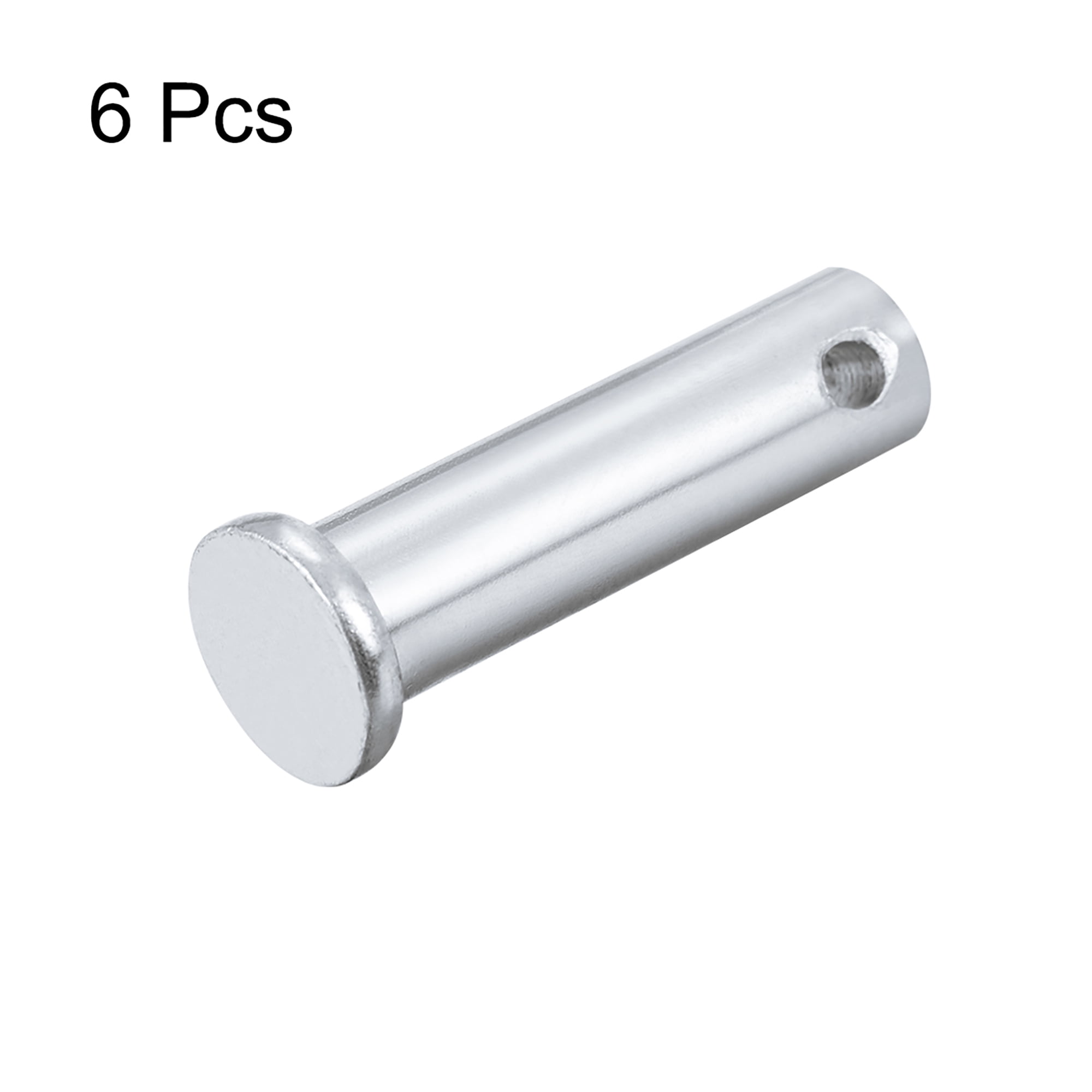 Single Hole Clevis Pins 10mm x 35mm Flat Head Zinc-Plating Solid Steel Pin 6Pcs 