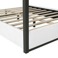 thumbnail image 5 of Euroco Upholstery Queen Size Canopy Platform Bed with Upholstery Headboard and Metal Bed for Adults, White, 5 of 13