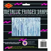 Beistle Metallic Fringe Drape 2-Ply Hanging Curtain, Party Decor, Wedding Supplies, 15" x 10', Silver