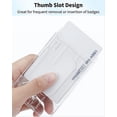 thumbnail image 3 of Porta credencial vertical para 2 tarjetas con ranura para el pulgar, protector de estuche rígido transparente para PC para identificación escolar de oficina, tarjeta de crédito, licencia de conducir, 5 piezas oso de fresa Electrónica, 3 of 5