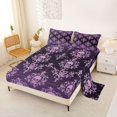 thumbnail image 2 of Homewish Gothic Skull Damask Bed Sheets,Halloween Full Size Sheets,Purple,4-Piece,1 Flat Sheet, 1 Fitted Sheet and 2 Pillowcases, 2 of 6