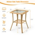 thumbnail image 2 of Ktaxon 18x18in Wicker Side Table with Glass Top, 2-Tier End Table for Patio Garden Porch Balcony Indoor Outdoor Use, Yellow, 2 of 6