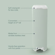 Diaper Genie Platinum Pail, Stainless Steel Diaper Pail, Includes 18 Refill Bags, 5 Month Supply, Sage Green