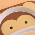 thumbnail image 2 of HLONK Monkey Pattern Kids Bamboo Fiber Tableware Set Portable Lightweight Brown for Kids 5pcs, 2 of 8