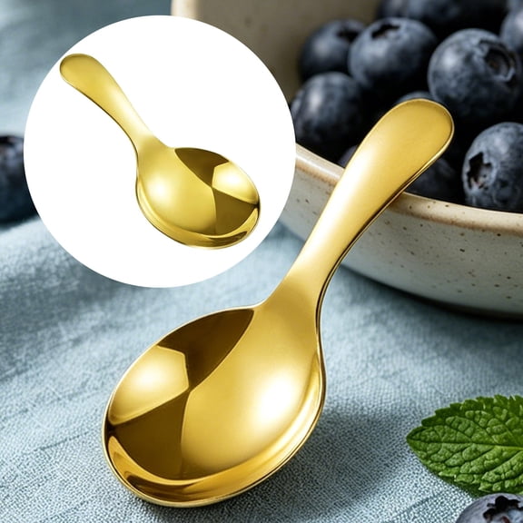 FXMLRLK 3.54 inch Short Handle Spoons Stainless Steel Dessert Tasting Spoon Condiments Spoon for Tea Coffee Sugar Kitchen Home Restaurant - Golden