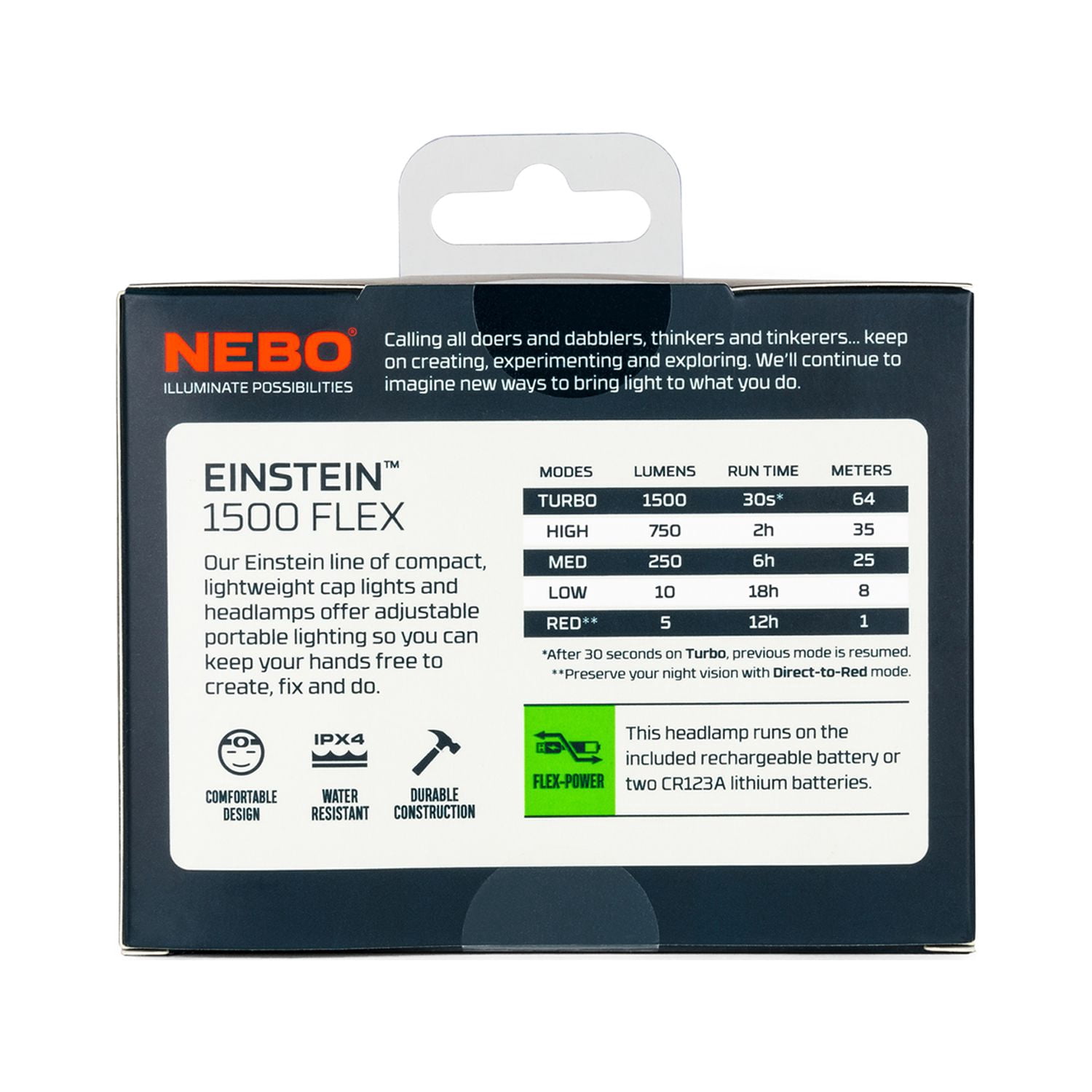 Nebo Einstein 1500 FLEX Powerful Headlamp/Compact Low Profile Headlamp/5 Light Modes/Available in 400 Lumens, 750 Lumens, 1000 Lumens, 1500 Lumens/ Batteries included