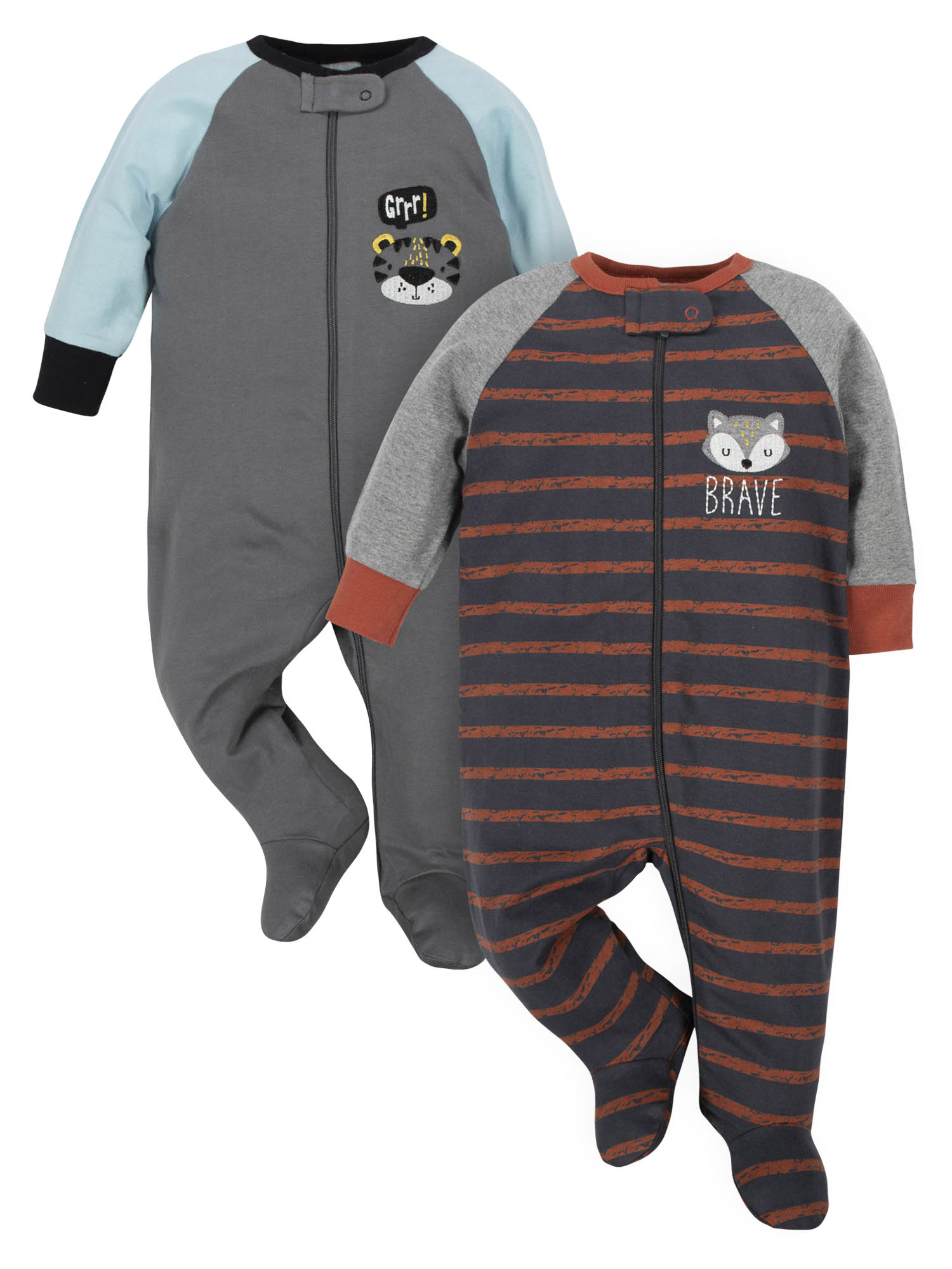 Gerber Gerber Newborn Baby Boy Zip Up Sleep 'N Play Footie Pajamas, 2
