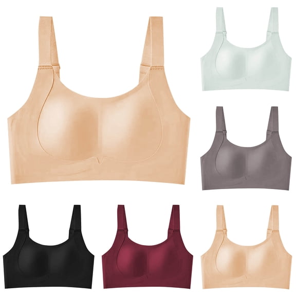 HVOBTTY Womens Tshirt Push Up Seamless Bra, Bras for Women Plus Size, Woman's Solid Color Back Buckle Thin Style Ventilate Bra without Steel Rim Black, L