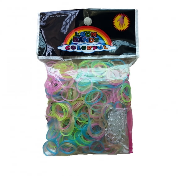 BESTSKY 600 Piece Glow In The Dark Latex Rubber Band Bracelet Pack Rubber Band Mega Value Pack with Clips