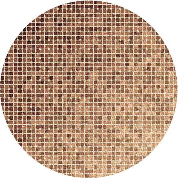 Ahgly Company Indoor Round Patterned Mahogany Brown Area Rugs, 7' Round