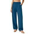 thumbnail image 2 of Stamzod Trousers Pants for Women Business Work Dress Pants Wide Leg Casual Trousers Slacks with Pockets Blue S, 2 of 7