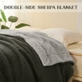 thumbnail image 6 of Exclusivo Mezcla King Size Reversible Sherpa Fleece Blanket, Soft Plush Blanket for Bed Sofa, Warm Fluffy Blankets for All Season, 90"x104", Dark Grey/ Light Grey, 6 of 8