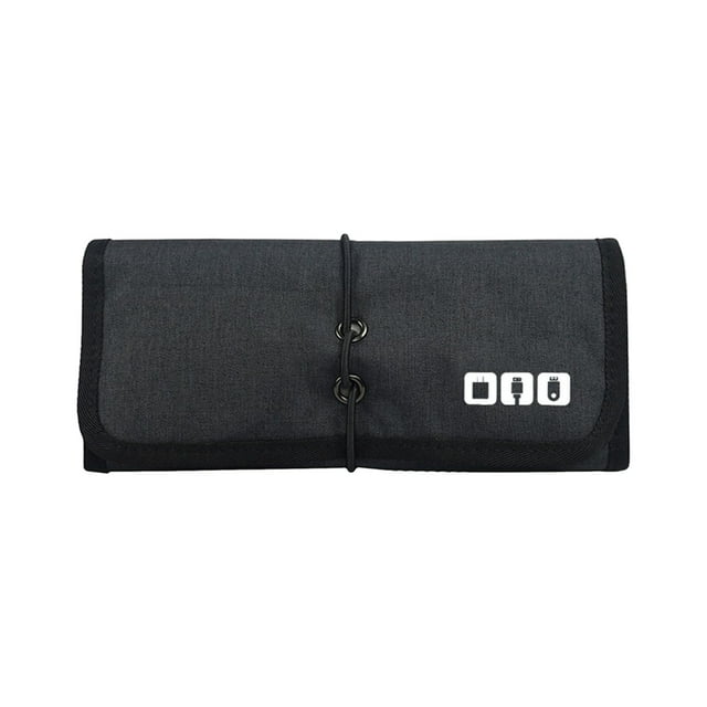 Bolsa organizadora de cables de viaje, bolsa de almacenamiento impermeable, accesorios electrónicos para llevar Negro