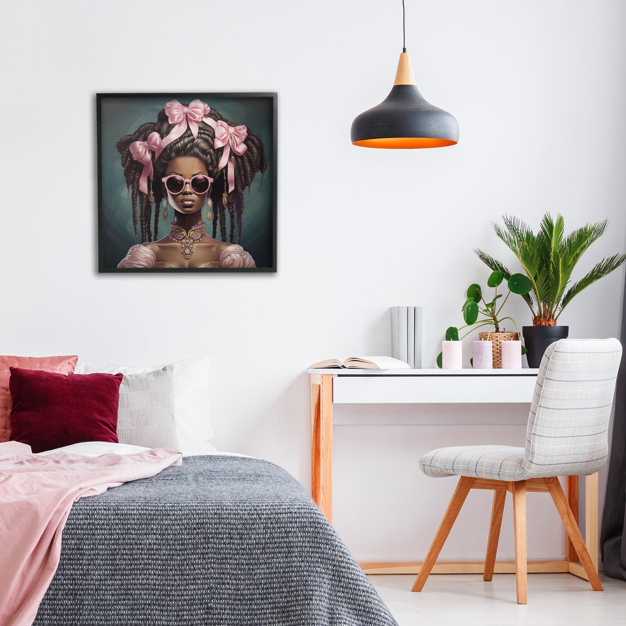 Stupell Industries Rococo Woman With Bows Black Framed Giclee Art, design by Grotto Studios