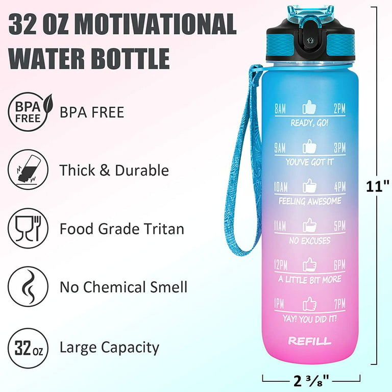 Enerbone 32 oz Water Bottle, Leakproof BPA & Toxic Free, Motivational Water  Bottle with Times to Drink and Straw, Fitness Sports