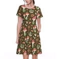 thumbnail image 1 of Fotbe Mushrooms and Autumn Vestido Largo de Moda para Mujer, Vestido Tipo Camiseta con Manga Corta y Estilo Casual a Rayas y Bloques de Color, 1 of 6