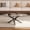 Black, variant on Oval Coffee Table, 39.37" Tempered Glass Top with Gold Cross Legs, Modern Side Table, Tea Table for Living Room, Apartment, Cafe