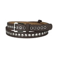 thumbnail image 1 of Cinturón de cuero PU con ojal para mujer, hebilla de pasador de metal, cinturones de cintura ajustados de talla grande Café Ajuste la cintura hasta 104cm/41, 1 of 4