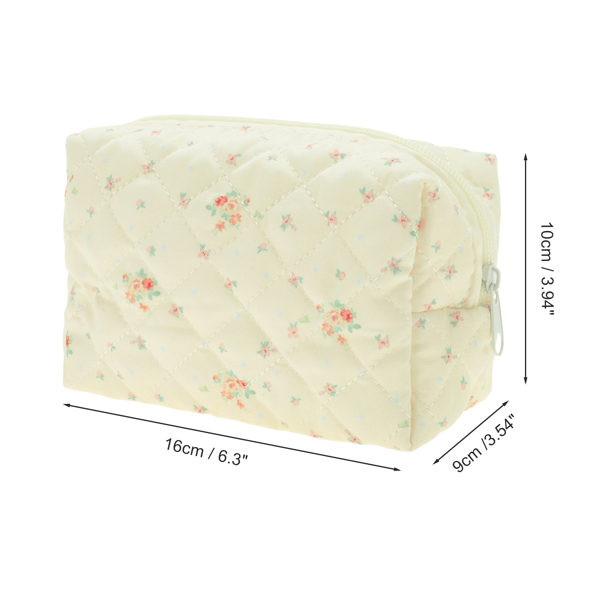 Unique Bargains Small Flower Makeup Bag Beige 1 Piece for Travel and Storage