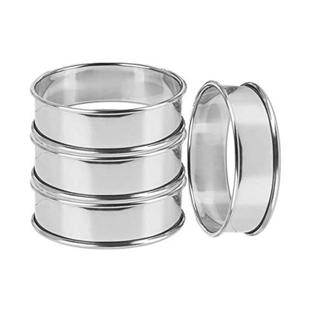 4Pcs Double Rolled Tartrings Stainless Steel English Muffin Rings Stainless Steel English Muffin Rings