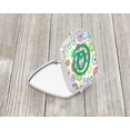thumbnail image 2 of Letter Q Flowers Pink Teal Green Initial Compact Mirror CJ2011-QSCM, 2 of 4