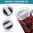 thumbnail image 5 of SKYSONIC Insulated Tumblers with Lids and Straws Handles 40oz Water Bottle Red Poppies Flowers Black Travel Mug Reusable Stainless Steel Thermos Vacuum, 5 of 7