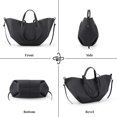 thumbnail image 4 of Chic French-Inspired Faux Leather Tote with Ruffled Wing Design - Versatile Single Shoulder/Underarm Carry, Spacious 42x8.5x25cm Small Size, Includes Detachable Pouch, Lightweight 0.9kg, Black PU, 4 of 6