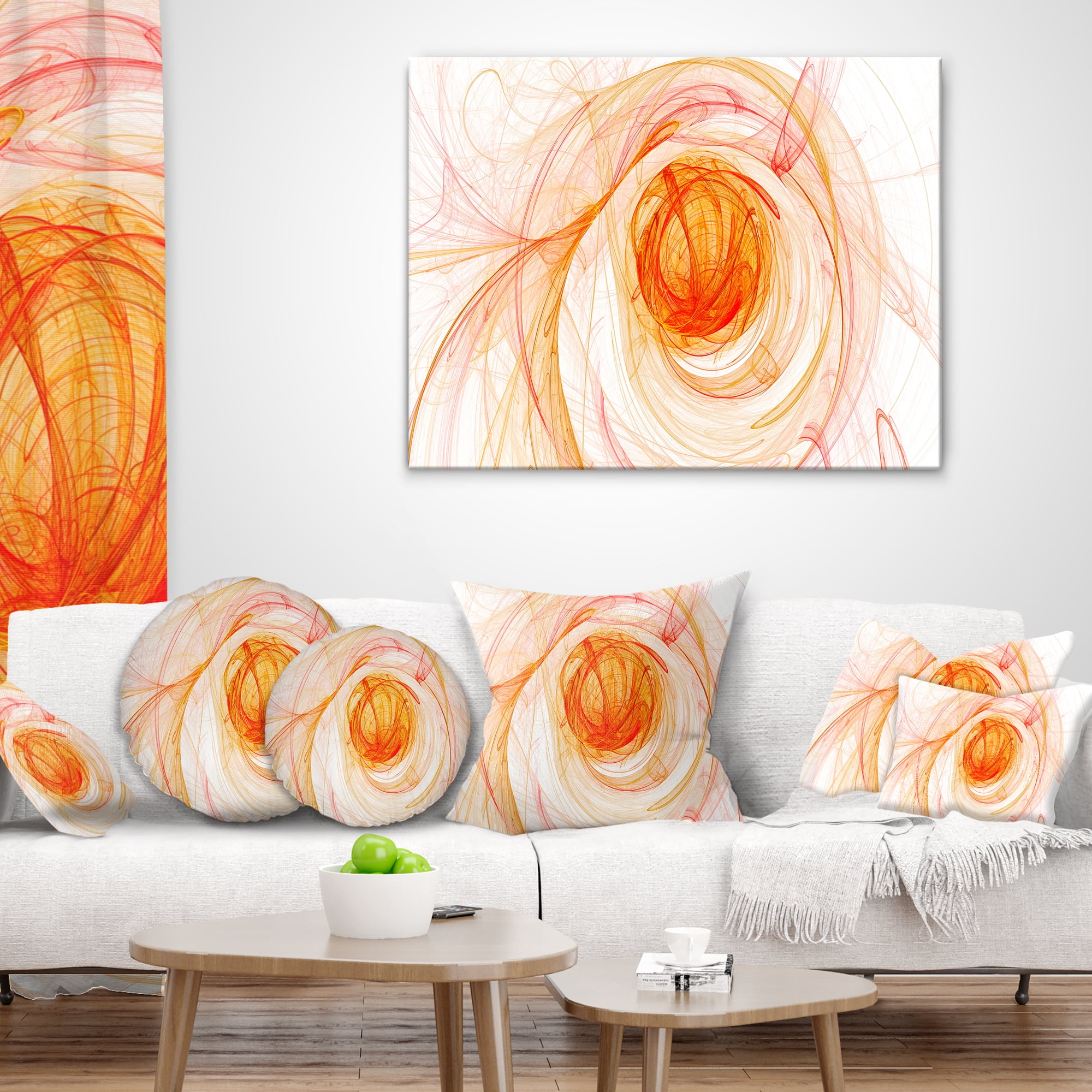 Designart Yellow Ball of Yarn - Abstract Throw Pillow - 16x16