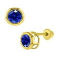 thumbnail image 2 of 14k Yellow Gold 4 mm Bezel-set Cubic Zirconia September Birthstone Stud Earrings, 2 of 3