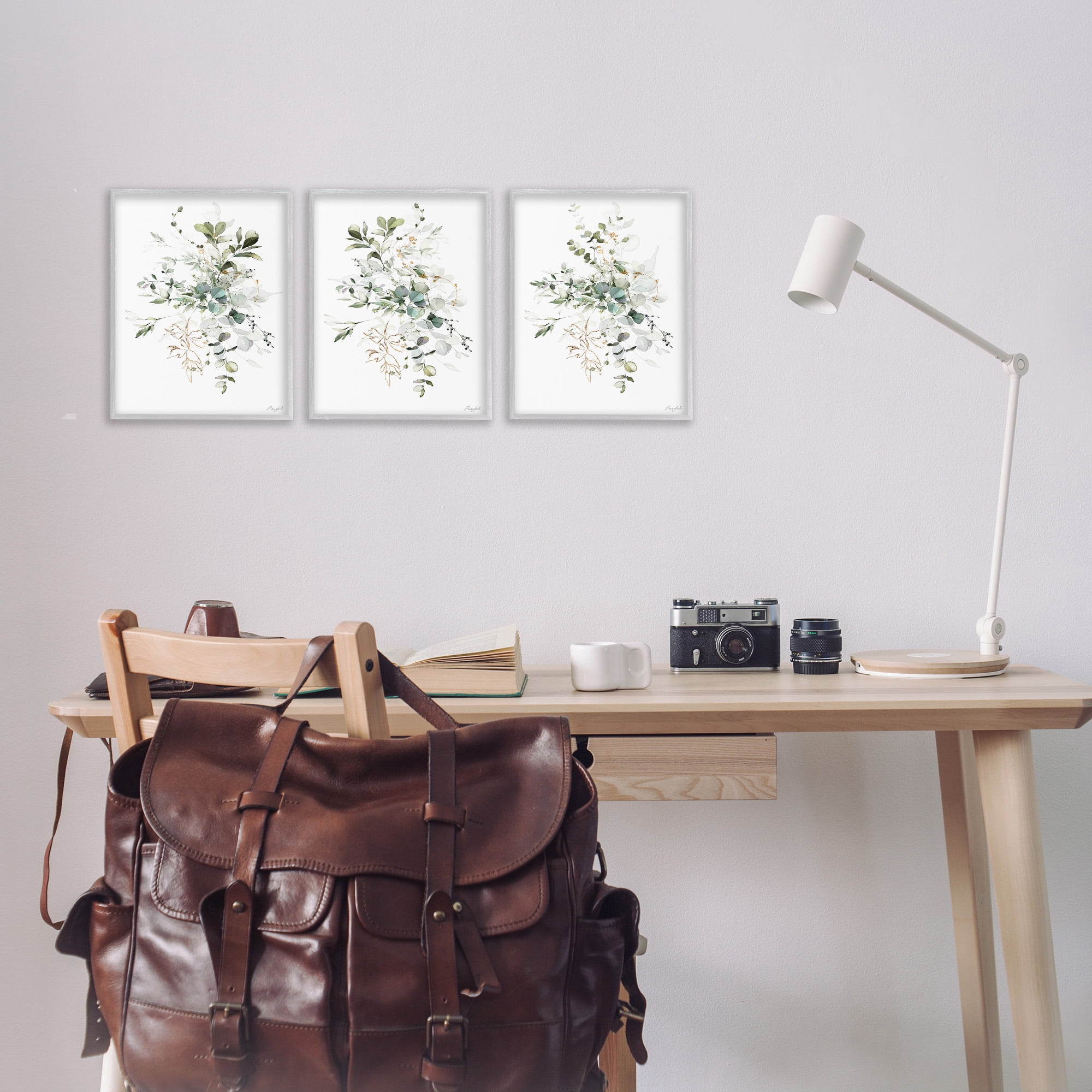 Stupell Industries Herbal Botanicals Pattern Botanical & Floral Painting Gray Framed Art Print Wall Art, 11 x 14, Set of 3