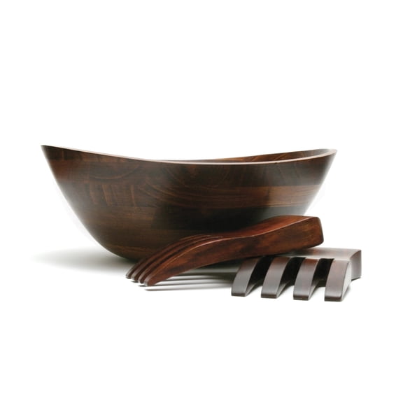 Cherry Matte Finish Wavy Rim Bowl with Salad Hands, Set of 3