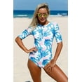 thumbnail image 2 of Maillot de Bain une Pièce à Manches Mi-Longues/longues Imprimé Zippé pour Femmes S-TTG, 2 of 7