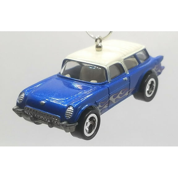 Christmas Ornament for 1954 Chevy Corvette Nomad Blue White Flames