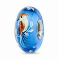 thumbnail image 1 of Fancy Bead White Sterling Silver Glass 15.08 mm 7.64 Reflections Hand Painted Bird, Blue Bead, 1 of 4