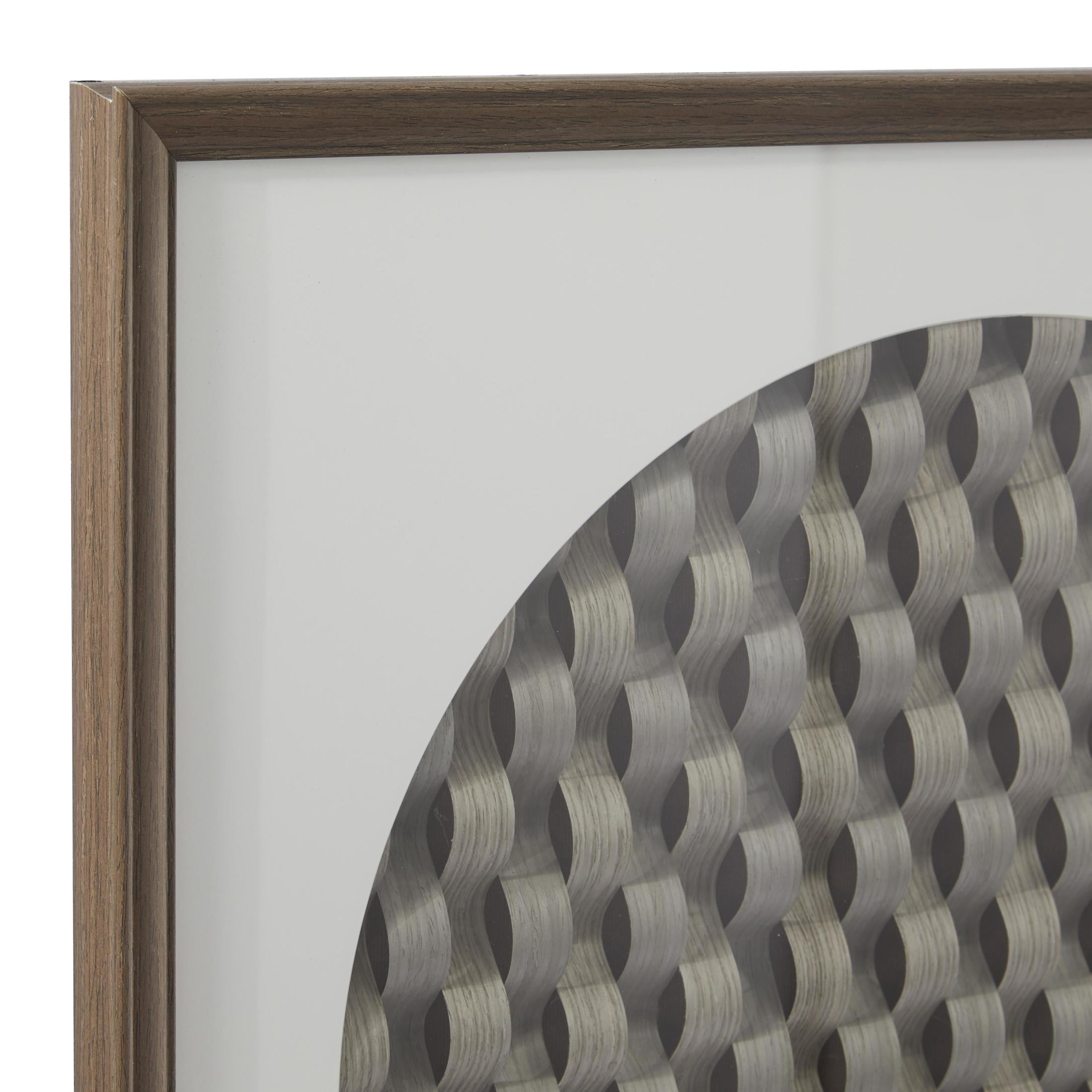 24" x 24" Dark Brown Geometric 3D Weaved Shadow Box, by DecMode