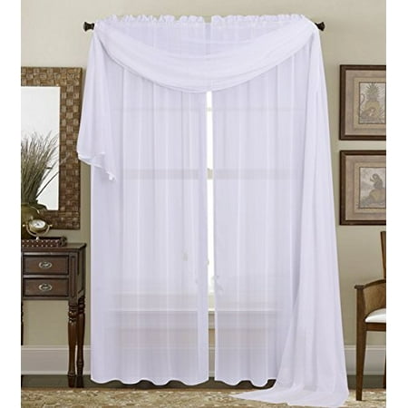 - 1PC White Sheer Panel Solid Sheer Curtain Drape Long Fully Stitched with Rod Pocket for Wedding Quinceniera Birthday Gender reveal Baby Shower Party décor 55