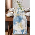 thumbnail image 4 of ERUNPONLY Blue Gray Ombre Table Runner - 72 Inch Long Vintage Abstract Art Oil Painting Cotton and Linen Blended Dress Scarves Farmhouse Table Runner for Kitchen Dining, Coffee Table, 14"x72", 4 of 8