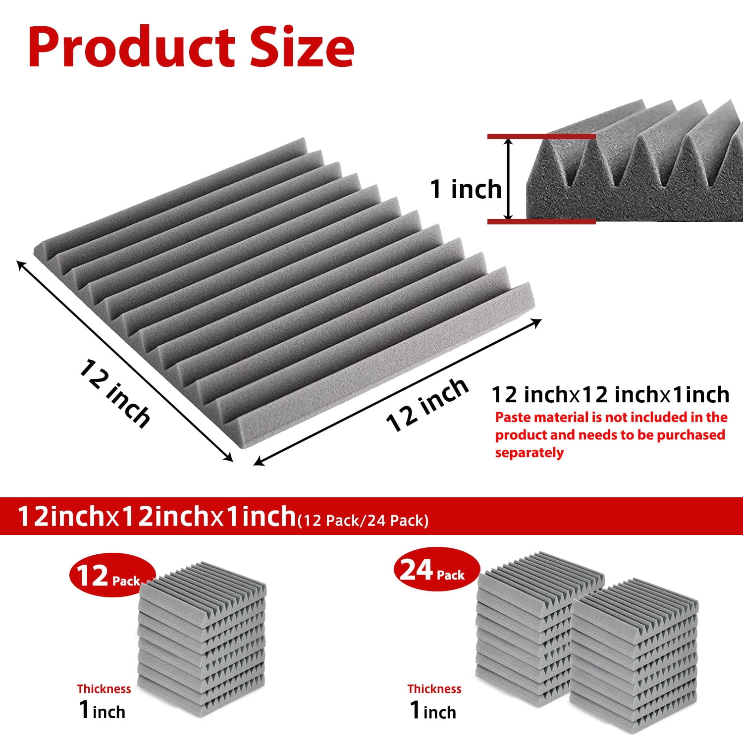 48pack Black Absorb The Echo Acoustic Foam Panel Wedge Studio