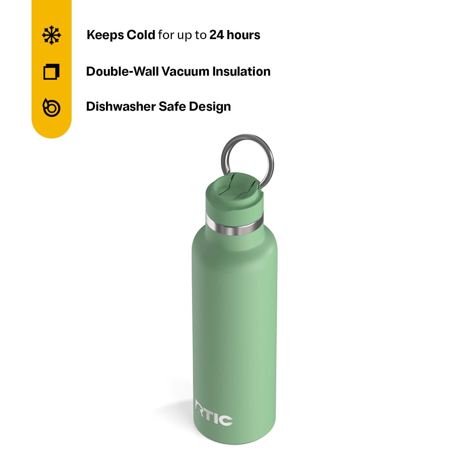 RTIC 20 oz Ceramic Lined Insulated Journey Water Bottle, Leak-Proof Lid, Sage