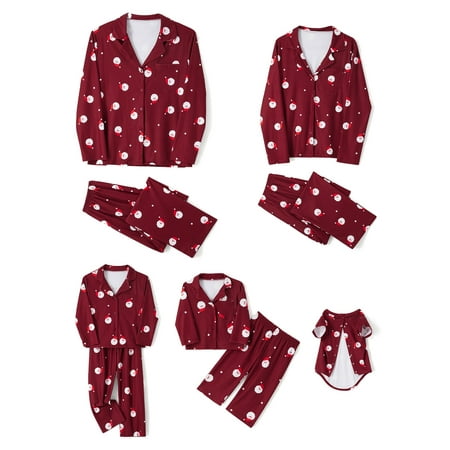

ESASSALY Matching Christmas Pjs for Family Santa Claus Pattern Long-sleeve Tops + Straight-leg Pants Pet Pajamas