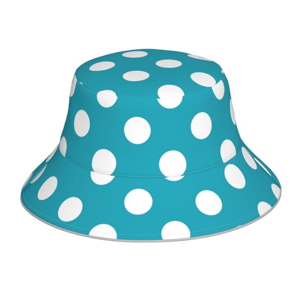 Balery Sky Blue And White Polka Dot Sombreros para el sol para hombre y mujer, sombrero de pescador con UPF 50+