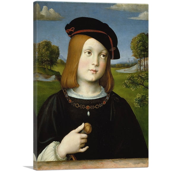 ARTCANVAS Portrait of Federico II Gonzaga 1510 Canvas Art Print by Raphael - Size: 26" x 18" (0.75" Deep)