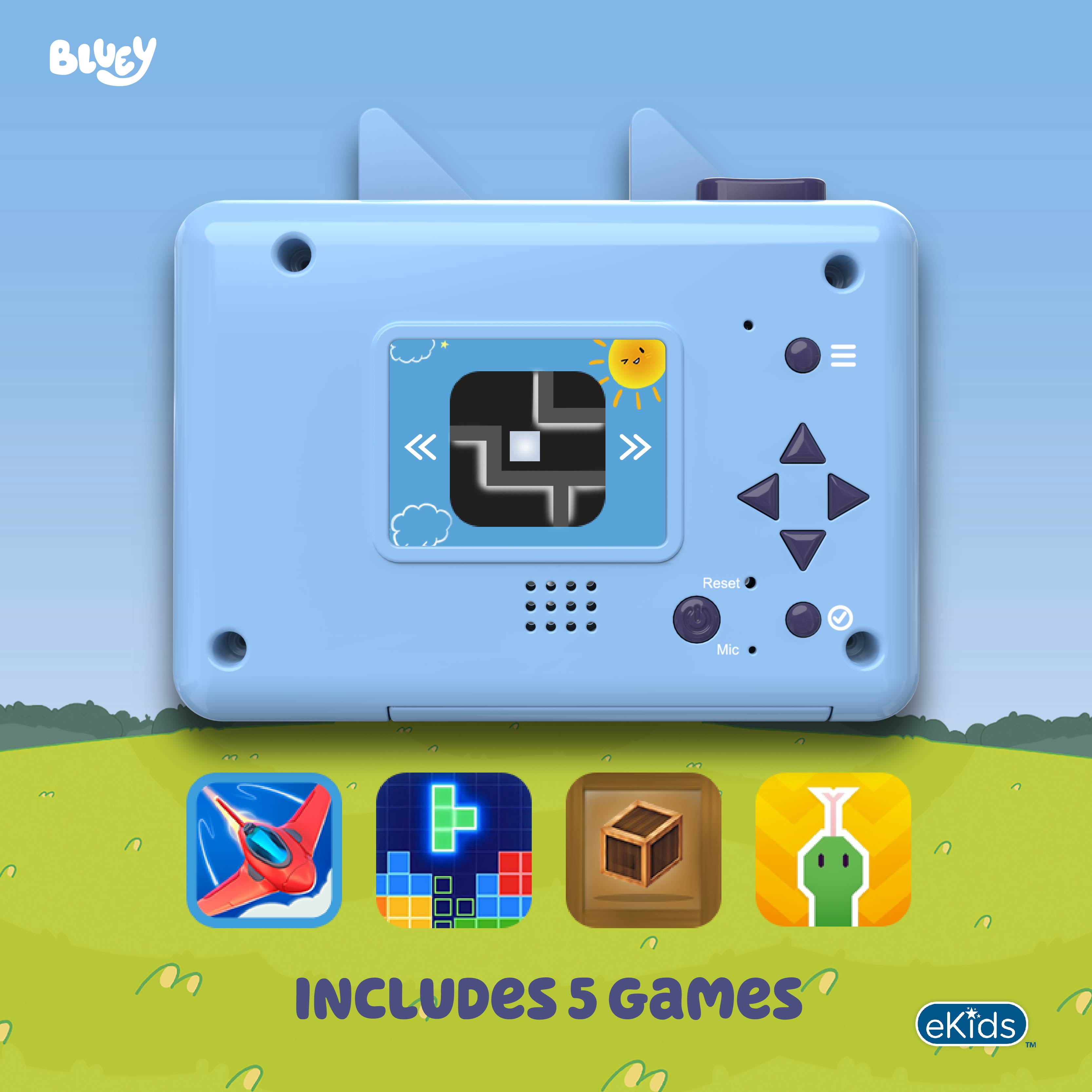 ekids Bluey Kids Camera with SD Card, Digital Camera for Kids with Built-in Digital Stickers