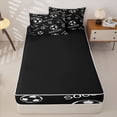 thumbnail image 4 of Castle Fairy Black Soccer Text Print Zipper Twin Comforter Sets with Fitted Sheet and 2 Pillowcases, Minimalist Sport Ball Zipper Bedding Set,4-Piece,Black Reversible, 4 of 6