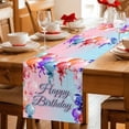 thumbnail image 5 of Happy Birthday Table Runner - 108 Inch Long Colorful Balloons Bow Gradient Modern Blue Cotton and Linen Blended Dress Scarves Farmhouse Table Runner for Kitchen Dining, Coffee Table, 13" x 108", 5 of 8