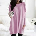 thumbnail image 2 of Womens Tops Round Neck Long Sleeve Tops Plus Size Lightweight Sweatshirts Loose Casual Blouses With Pockets Polyester Nylon Fiber Blend Stretchy Soft 5Xl Sweaters For Women, 2 of 6