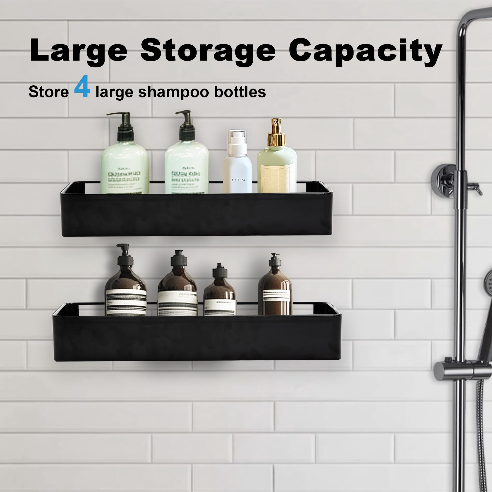 Shuntong Premium Shower Caddy, Adhesive Bathroom Shower Organizer and Storage, No Drill Shower Shelves for Inside Shower, Rustproof Shower Storage Rack 4 Pack White