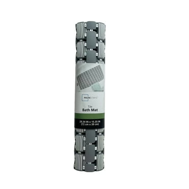 Mainstays 28.34" x 15.35 ", PP TPE, Non-Slip Tile Bath Mat for Shower with Strong Suction Cups, Grey